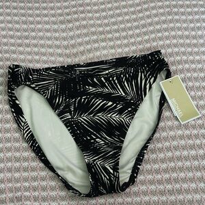 Michael Kors Tropical Black and Cream Bikini Bottom